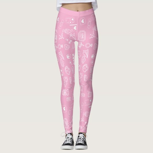 Leggings Doodle romantique (Devant)