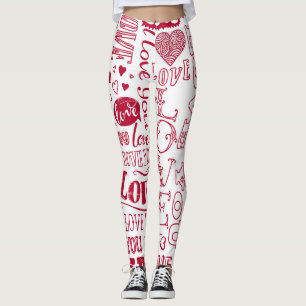 Leggings Doodles d'amour à la main, charmant motif.