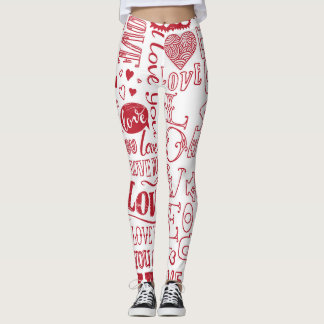Leggings Doodles d'amour à la main, charmant motif.