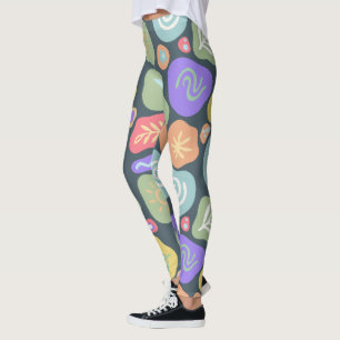 Leggings Doodles de rêve - Boho Nature Vibrant Design Motif