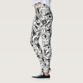 Leggings Doodles fous posant dans un design motif transpare (Gauche)
