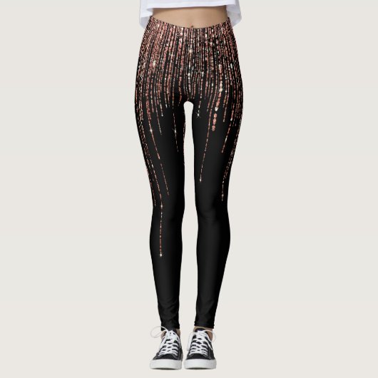Leggings Dory Rose Noire Gold Sparkly Glitter Fringe (Devant)