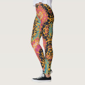 Leggings Dot Mandala bleu rose noir et jaune (Gauche)