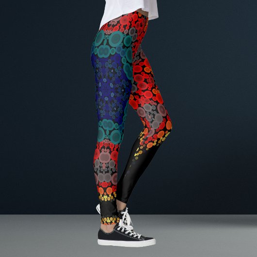 Leggings Dot Mandala Fleur Jaune Bleu et Rouge