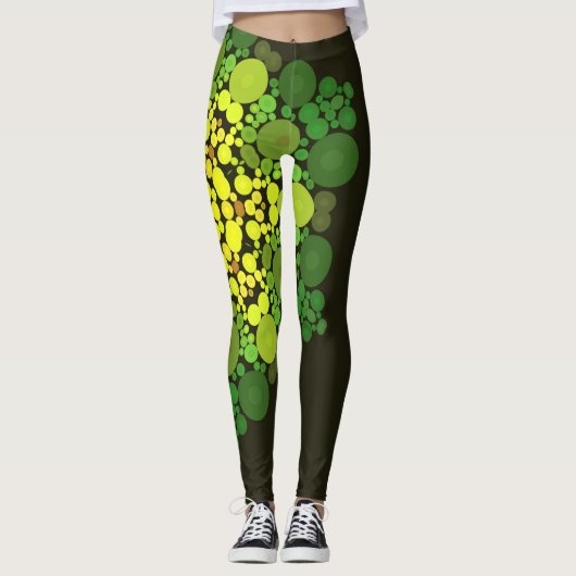 Leggings Dot Mandala Fleur Jaune et Vert (Devant)