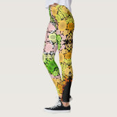 Leggings Dot Mandala Fleur Jaune Vert et Rose (Gauche)