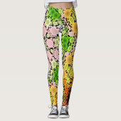 Leggings Dot Mandala Fleur Jaune Vert et Rose (Devant)