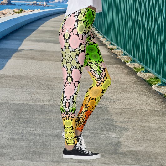 Leggings Dot Mandala Fleur Jaune Vert et Rose