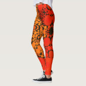 Leggings Dot Mandala Fleur Orange et Noir (Gauche)