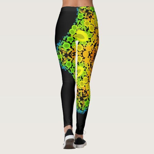 Leggings Dot Mandala Fleur orange jaune vert et bleu (Dos)