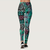 Leggings Dot Mandala Fleur vert bleu et rouge (Dos)