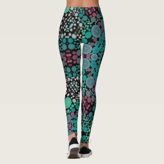 Leggings Dot Mandala Fleur vert bleu et rouge (Dos)