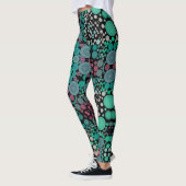 Leggings Dot Mandala Fleur vert bleu et rouge (Gauche)