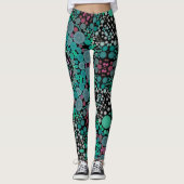 Leggings Dot Mandala Fleur vert bleu et rouge (Devant)