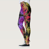 Leggings Dot Mandala Fleur violet orange et jaune (Gauche)