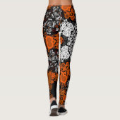 Leggings Dot Mandala Flower blanc orange et noir (Dos)