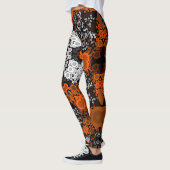Leggings Dot Mandala Flower blanc orange et noir (Gauche)