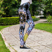 Leggings Dot Mandala Flower bleu et jaune