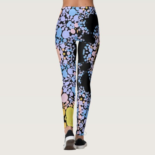 Leggings Dot Mandala Flower bleu et jaune (Dos)