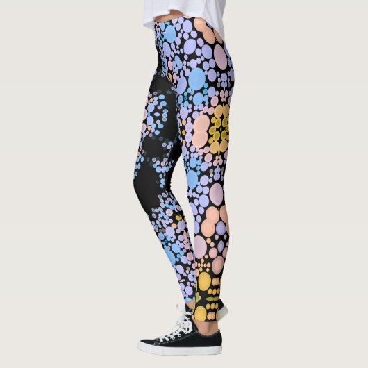 Leggings Dot Mandala Flower bleu et jaune (Gauche)