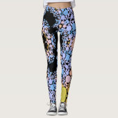 Leggings Dot Mandala Flower bleu et jaune (Devant)