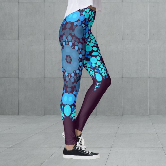 Leggings Dot Mandala Flower bleu et violet