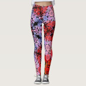 Leggings Dot Mandala Flower bleu rouge et rose (Devant)