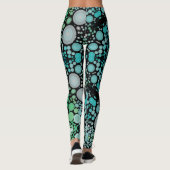 Leggings Dot Mandala Flower bleu vert et gris (Dos)