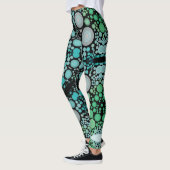 Leggings Dot Mandala Flower bleu vert et gris (Gauche)