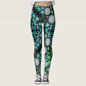 Leggings Dot Mandala Flower bleu vert et gris (Devant)