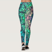 Leggings Dot Mandala Flower bleu vert et rose (Dos)