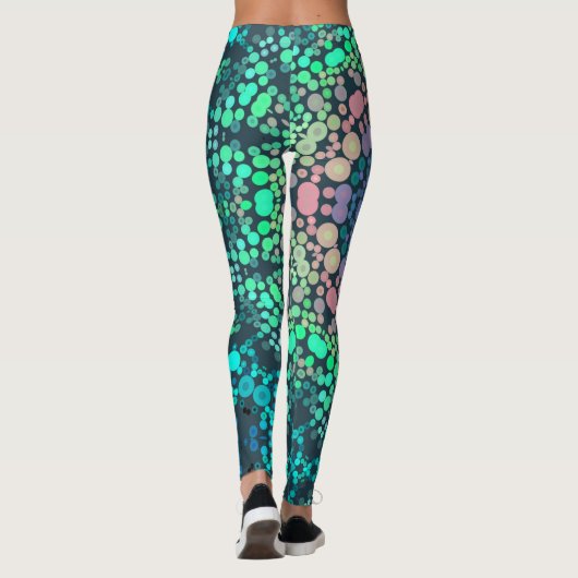 Leggings Dot Mandala Flower bleu vert et rose (Dos)
