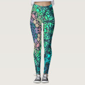 Leggings Dot Mandala Flower bleu vert et rose (Devant)