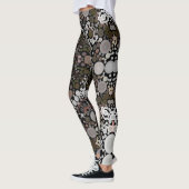 Leggings Dot Mandala Flower Brown et blanc (Gauche)