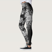 Leggings Dot Mandala Flower Gris et noir (Gauche)
