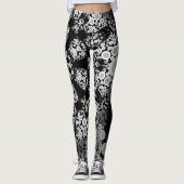 Leggings Dot Mandala Flower Gris et noir (Devant)