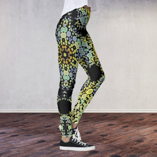 Leggings Dot Mandala Flower Jaune Bleu et gris