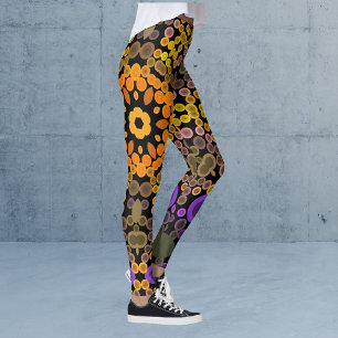 Leggings Dot Mandala Flower Jaune et violet