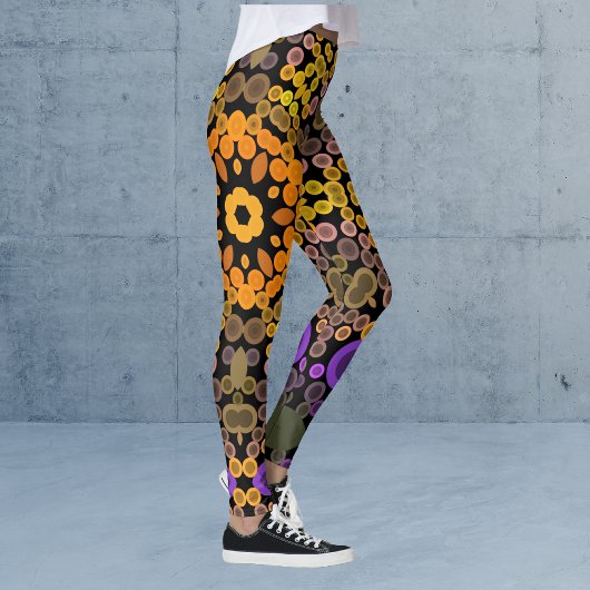 Leggings Dot Mandala Flower Jaune et violet