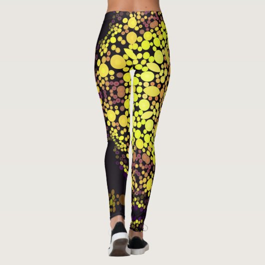 Leggings Dot Mandala Flower Jaune violet et noir (Dos)