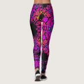 Leggings Dot Mandala Flower rose bleu et orange (Dos)