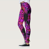 Leggings Dot Mandala Flower rose bleu et orange (Gauche)