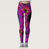Leggings Dot Mandala Flower rose bleu et orange (Devant)
