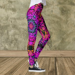 Leggings Dot Mandala Flower rose bleu et orange<br><div class="desc">Ce mandala super est composé de rose,  bleu et orange et s'inspire des mandalas à points de peinture. Motifs géométriques trippy pour l'hippie moderne !</div>