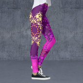 Leggings Dot Mandala Flower rose et jaune