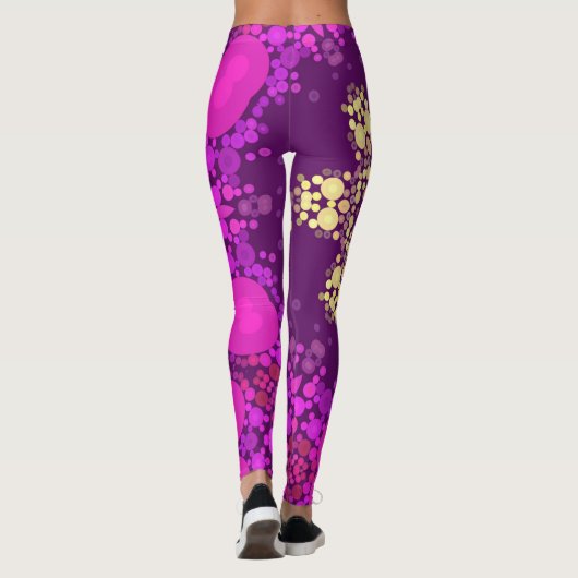 Leggings Dot Mandala Flower rose et jaune (Dos)