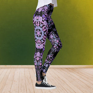 Leggings Dot Mandala Flower rose et violet