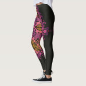 Leggings Dot Mandala Flower rose jaune et noir (Gauche)