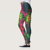 Leggings Dot Mandala Flower rose vert et orange (Gauche)