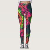 Leggings Dot Mandala Flower rose vert et orange (Devant)